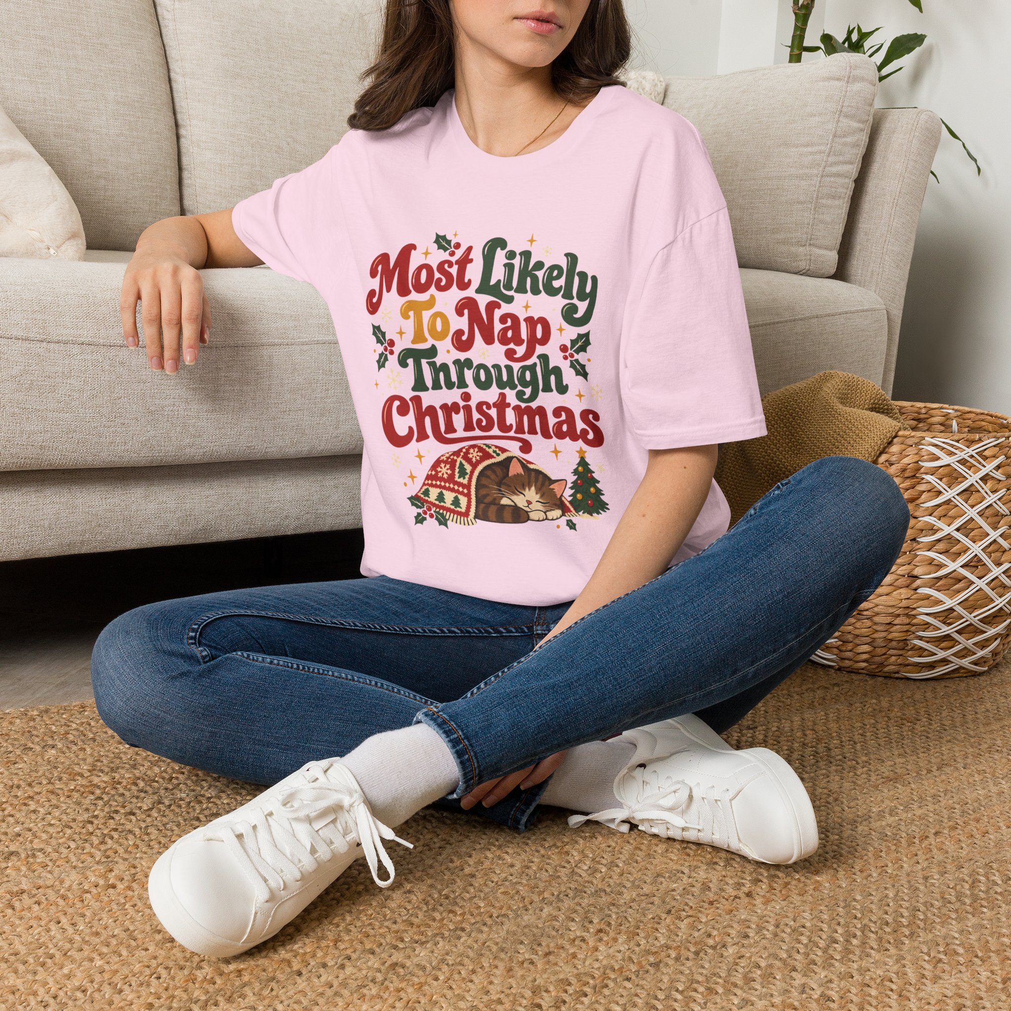 Most Likely To Nap Through Christmas Unisex Softstyle T-Shirt | Funny Holiday Graphic Tee - Image 50