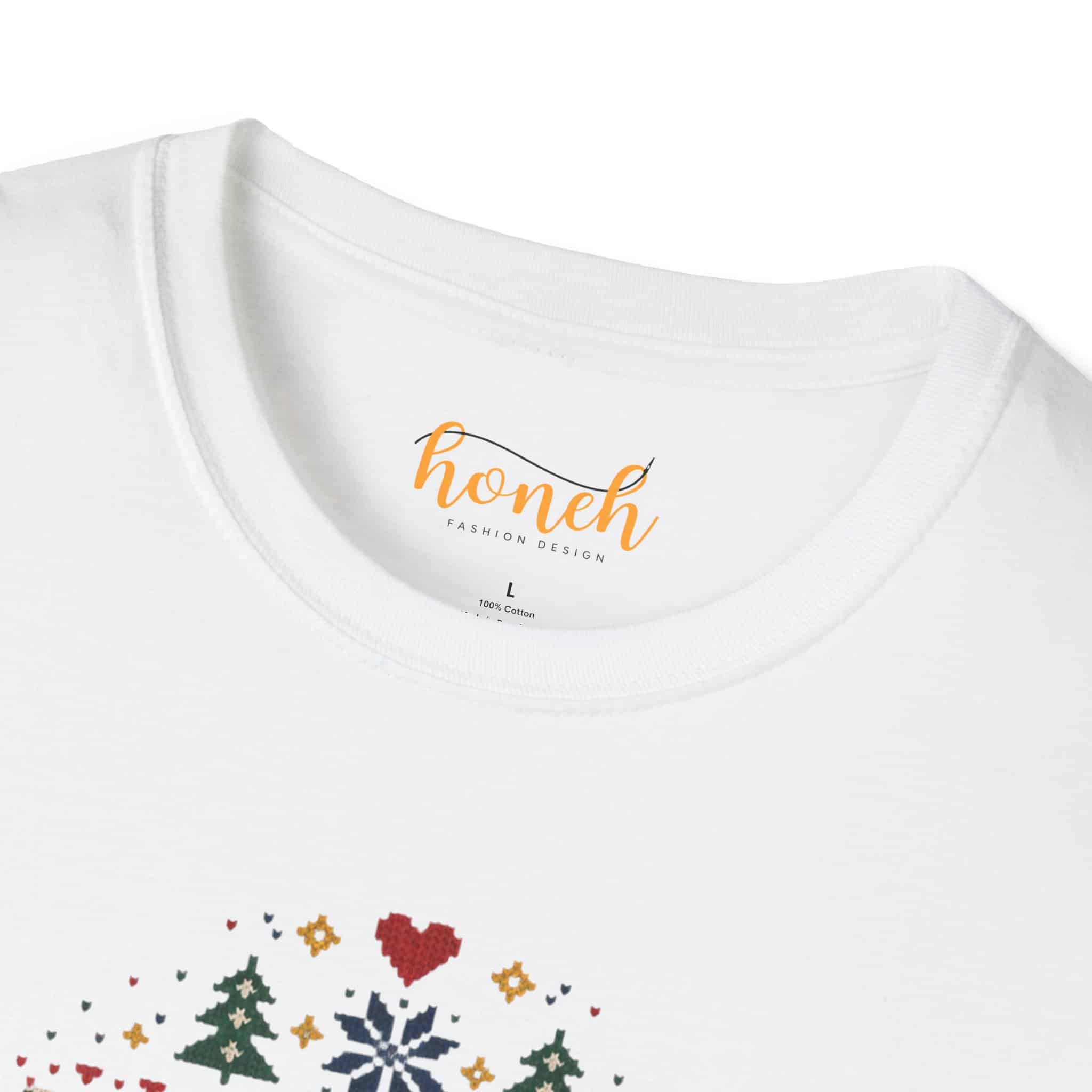 Fair Isle Reindeer Unisex Softstyle T-Shirt - Knit-Look Christmas Graphic Tee - Image 4