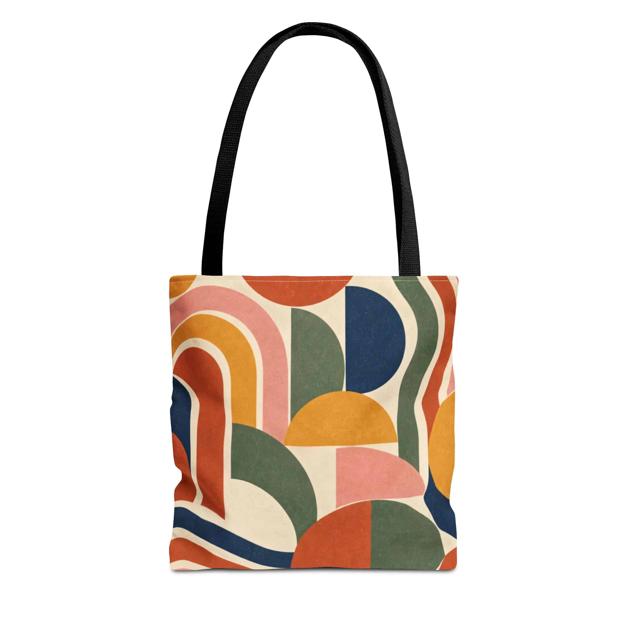 Abstract Retro Shapes Tote Bag — Colorful Mid-Century Geometric Pattern