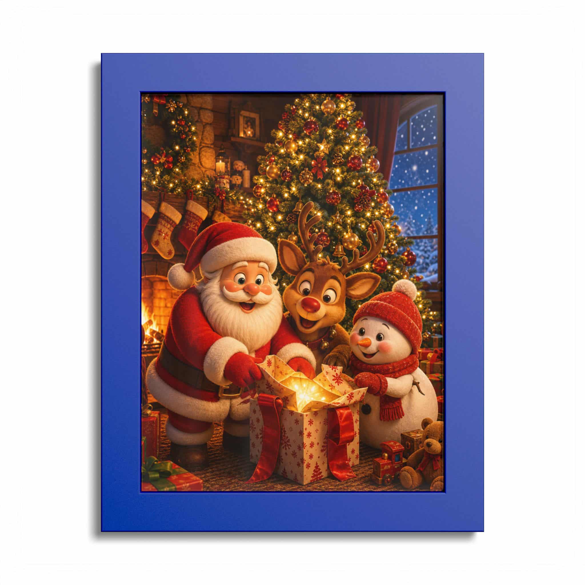 Santa Reindeer Snowman under the Tree Christmas Poster - Image 9
