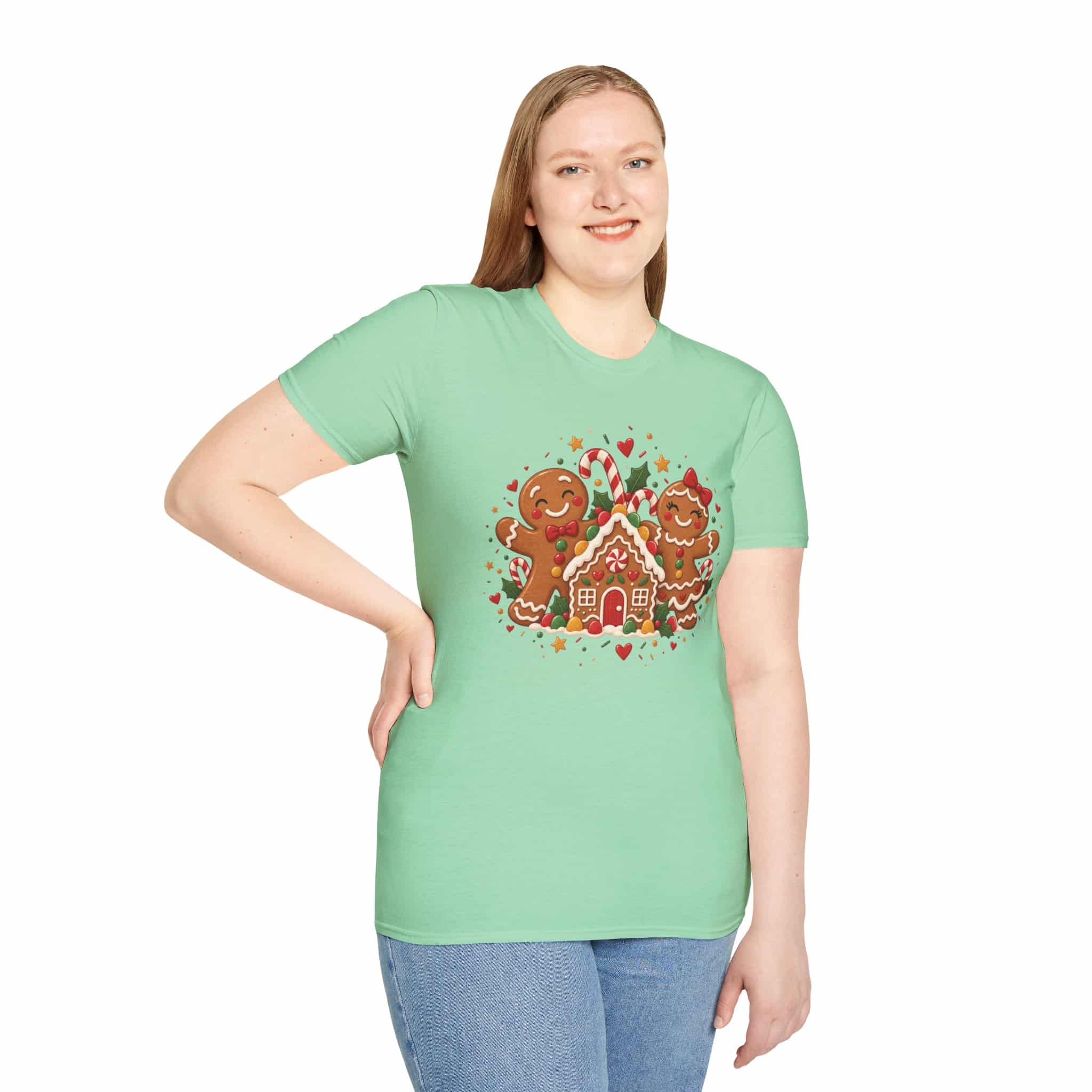 Gingerbread Gang Unisex Softstyle T-Shirt - Cute Gingerbread Christmas Graphic Tee - Image 26