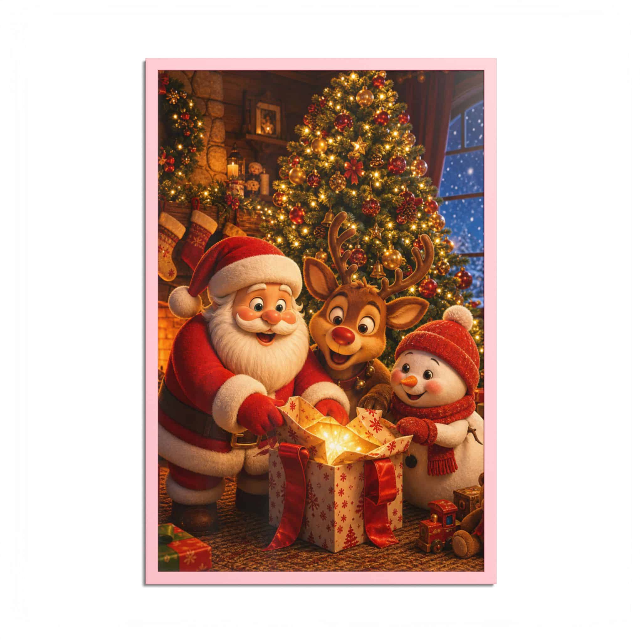 Santa Reindeer Snowman under the Tree Christmas Poster - Image 41