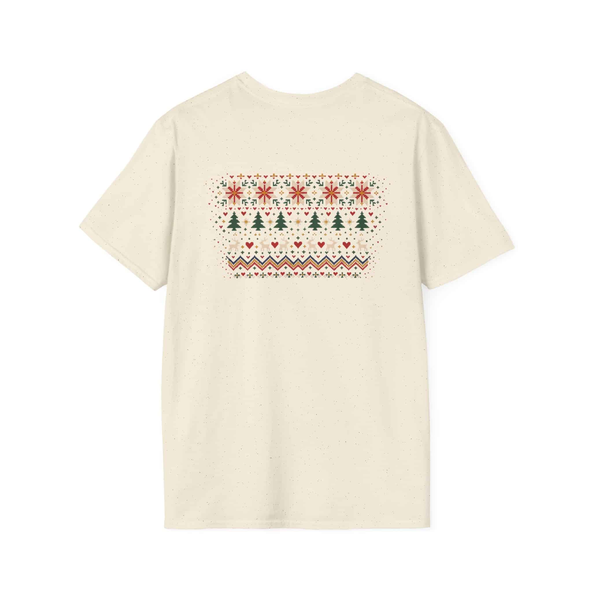 Fair Isle Reindeer Unisex Softstyle T-Shirt - Knit-Look Christmas Graphic Tee - Image 17
