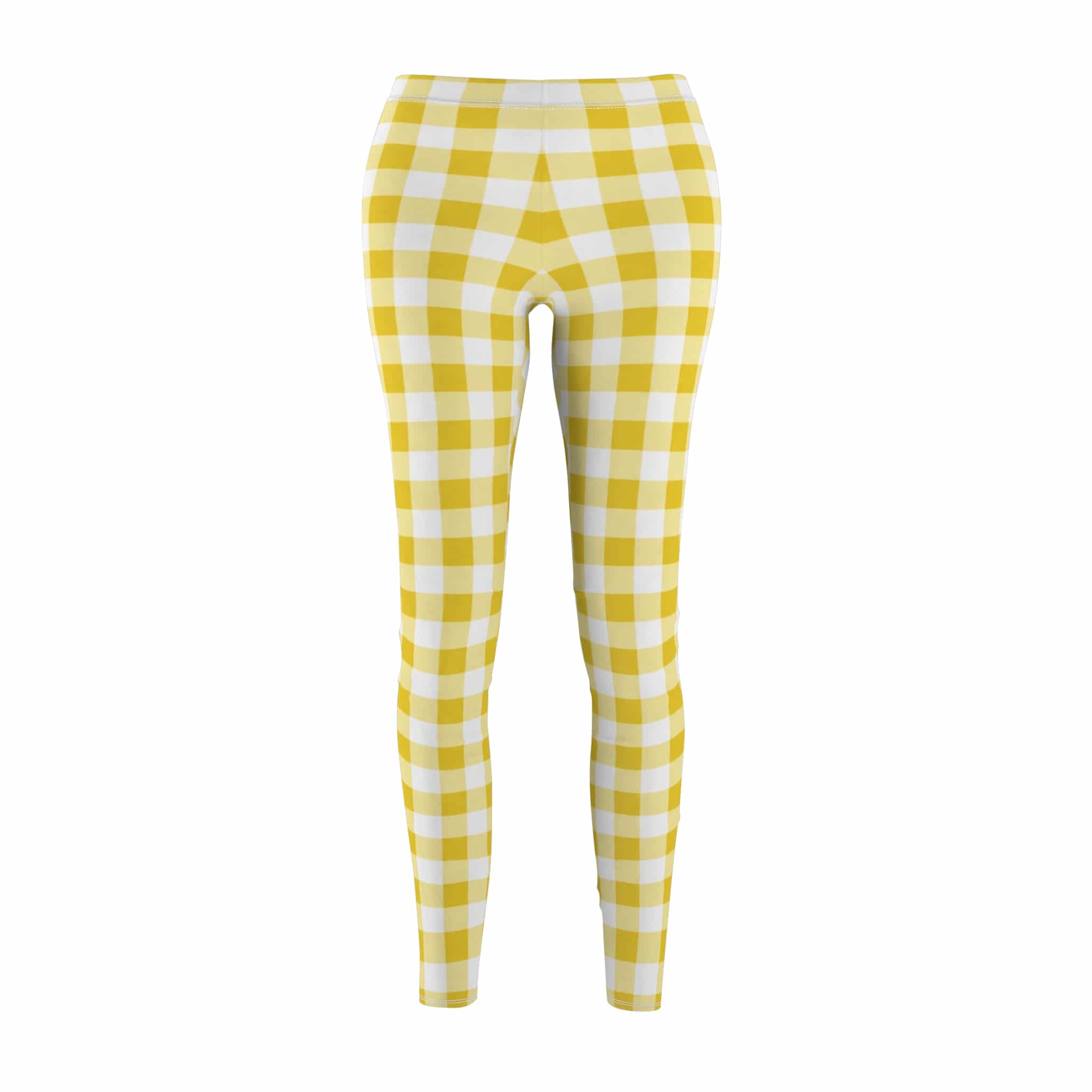Sunny butter yellow check leggings: gingham with a soft, fresh feel - Image 4