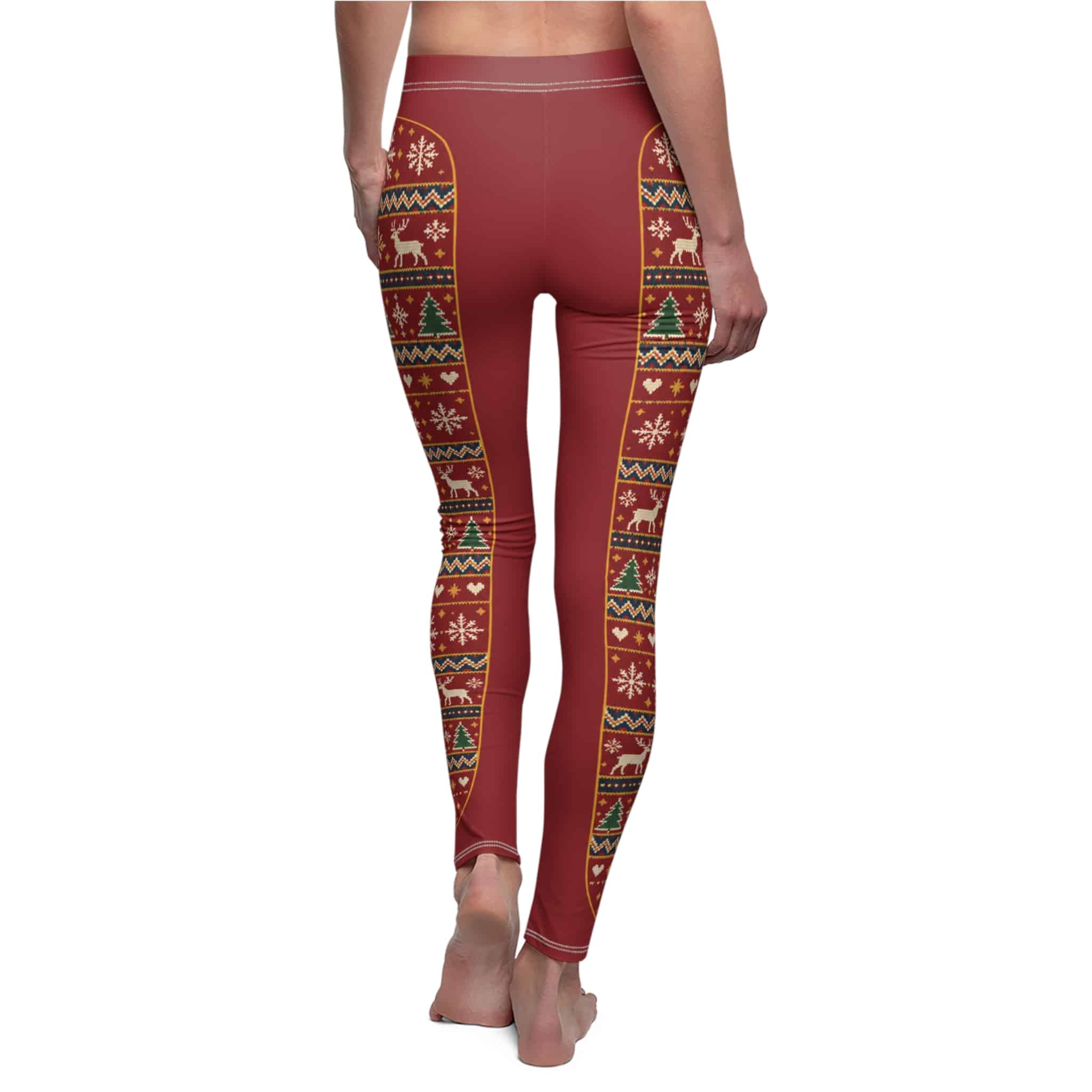 Fair Isle Christmas leggings - snowflakes, reindeer and fir trees in a cosy knit look - Image 4