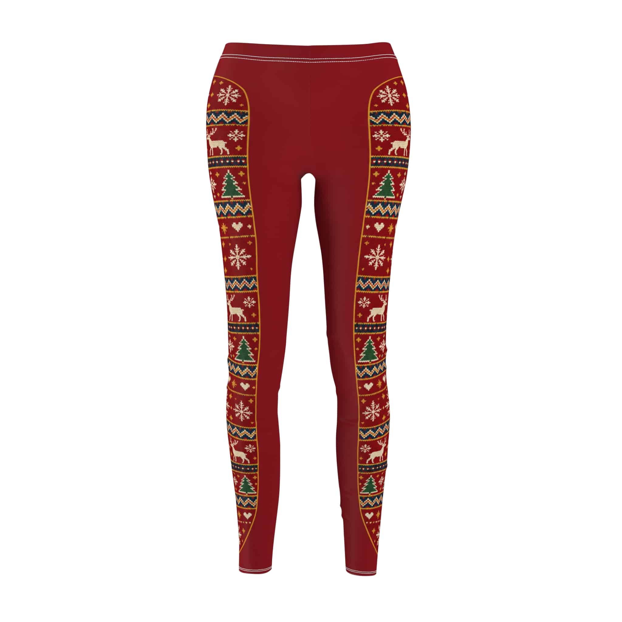 Fair Isle Christmas leggings - snowflakes, reindeer and fir trees in a cosy knit look - Image 5
