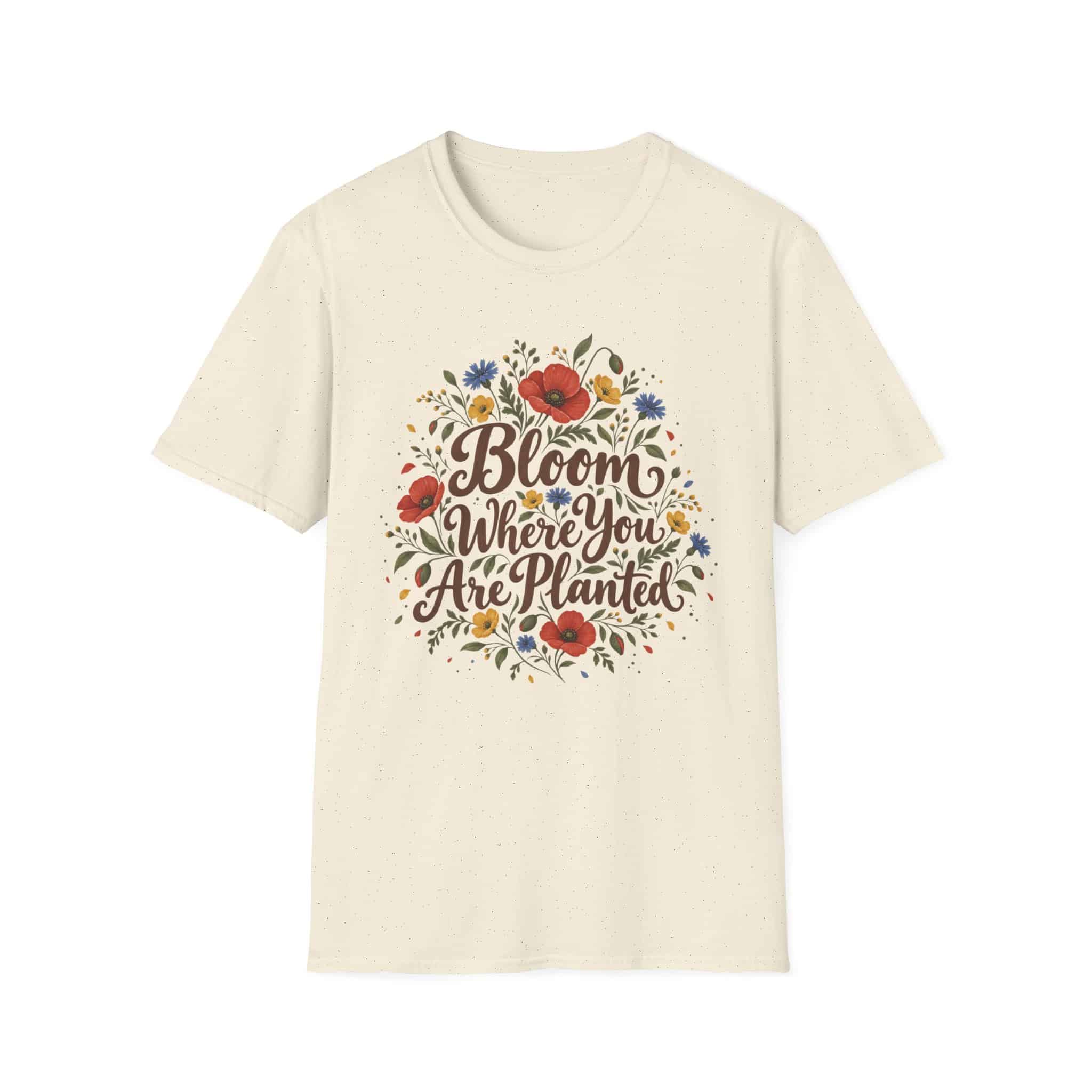 Bloom Where You Are Planted Unisex Softstyle T-Shirt - Wildflower Quote Graphic Tee - Image 16