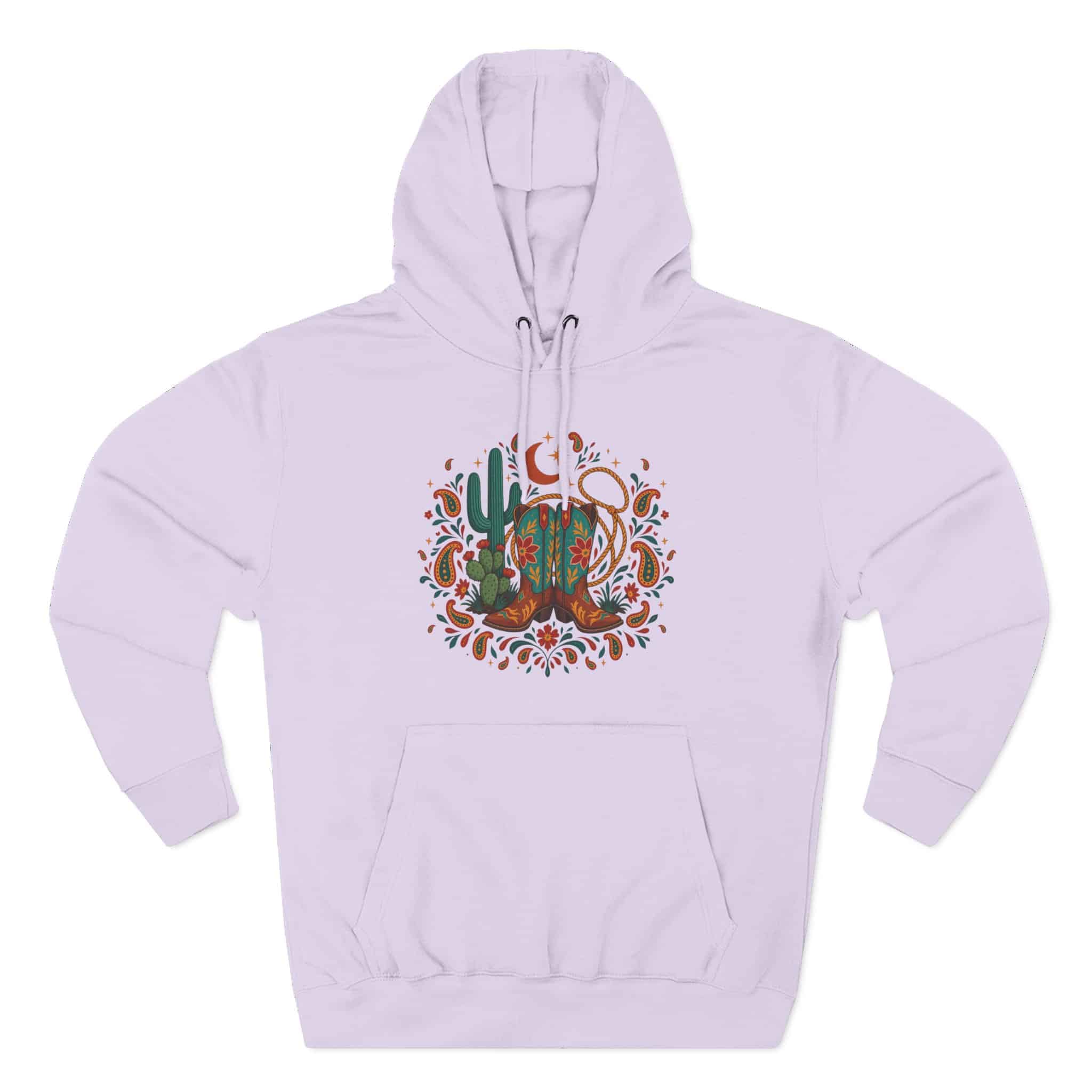 Western Desert Cowgirl Hoodie - Cowboy Boots Cactus Bandana Paisley Boho Hoodie - Image 33