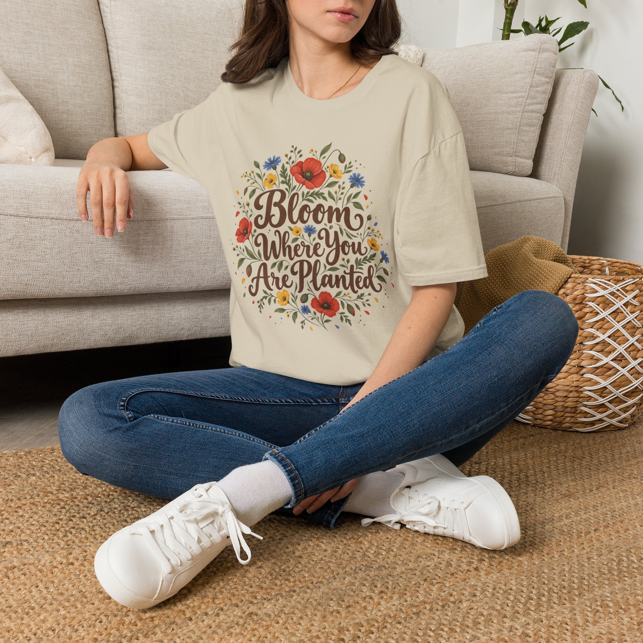 Bloom Where You Are Planted Unisex Softstyle T-Shirt - Wildflower Quote Graphic Tee - Image 8