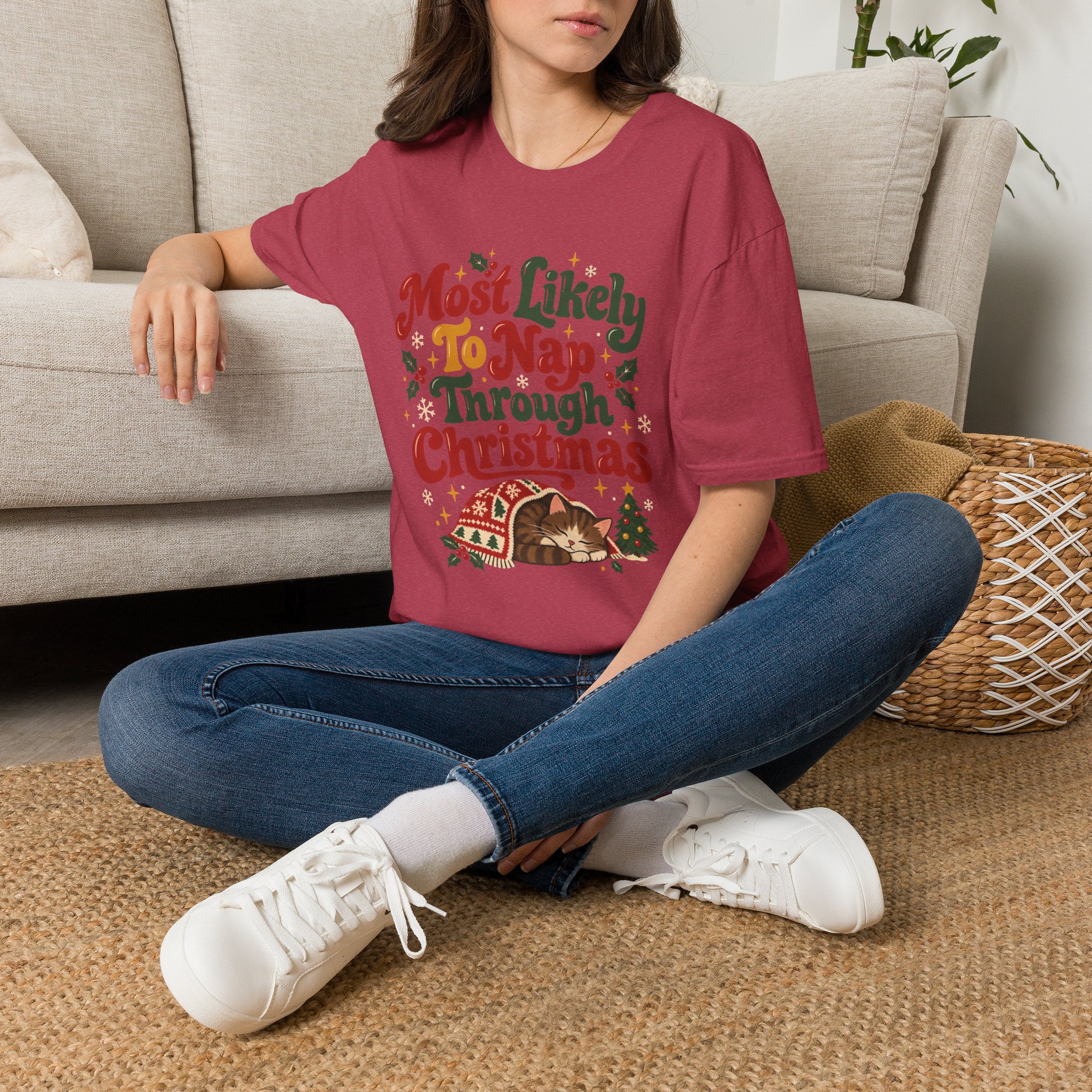 Most Likely To Nap Through Christmas Unisex Softstyle T-Shirt | Funny Holiday Graphic Tee - Image 64