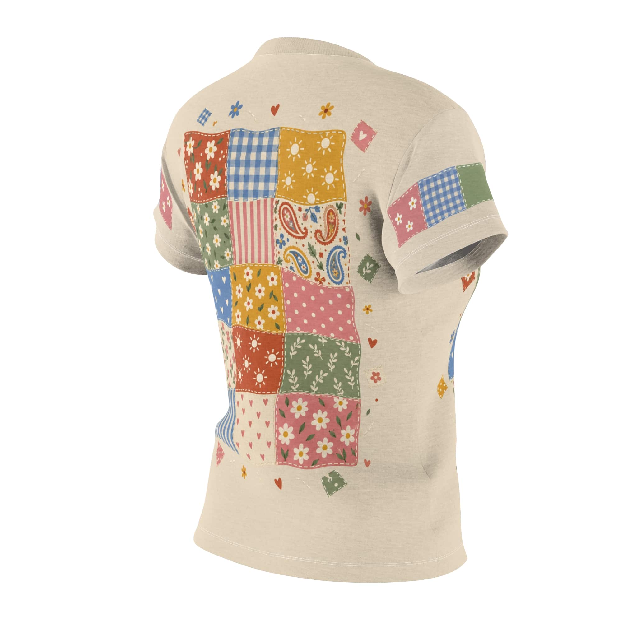 Boho Patchwork Quilt Tee - Vintage Quilt Print Women's T-Shirt - Image 5