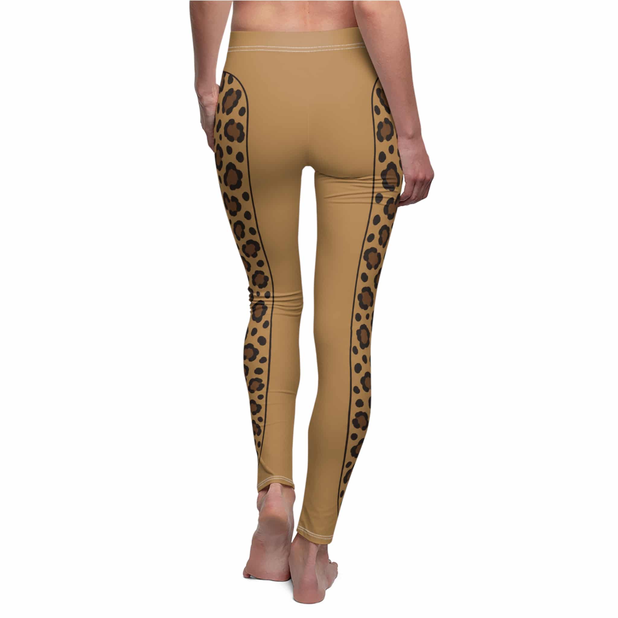 Espresso leopard leggings, a sleek animal print panel in warm caramel - Image 3