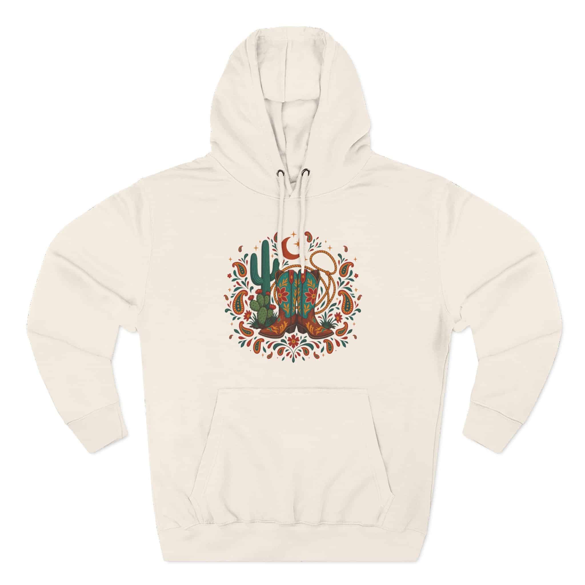 Western Desert Cowgirl Hoodie - Cowboy Boots Cactus Bandana Paisley Boho Hoodie - Image 13