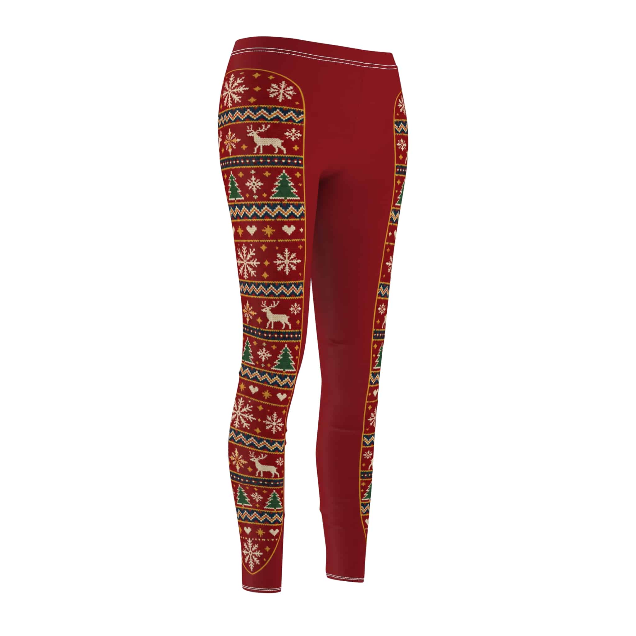 Fair Isle Christmas leggings - snowflakes, reindeer and fir trees in a cosy knit look - Image 7