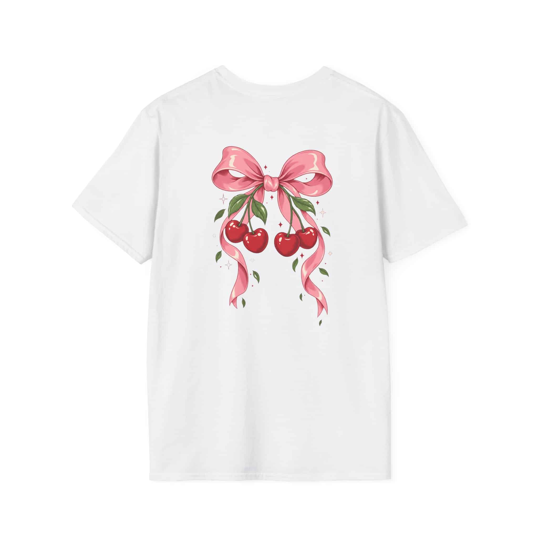 Cherry Pop Unisex Softstyle T-Shirt - Retro Cherry Graphic Tee - Image 3