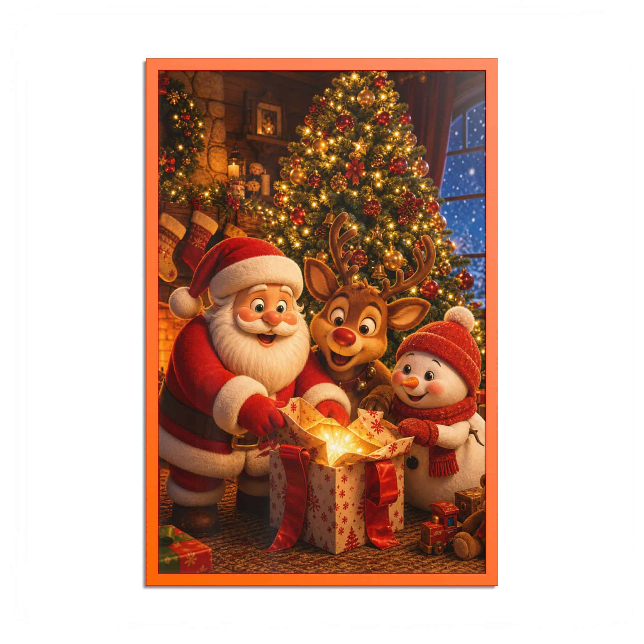 Santa Reindeer Snowman under the Tree Christmas Poster - Image 35