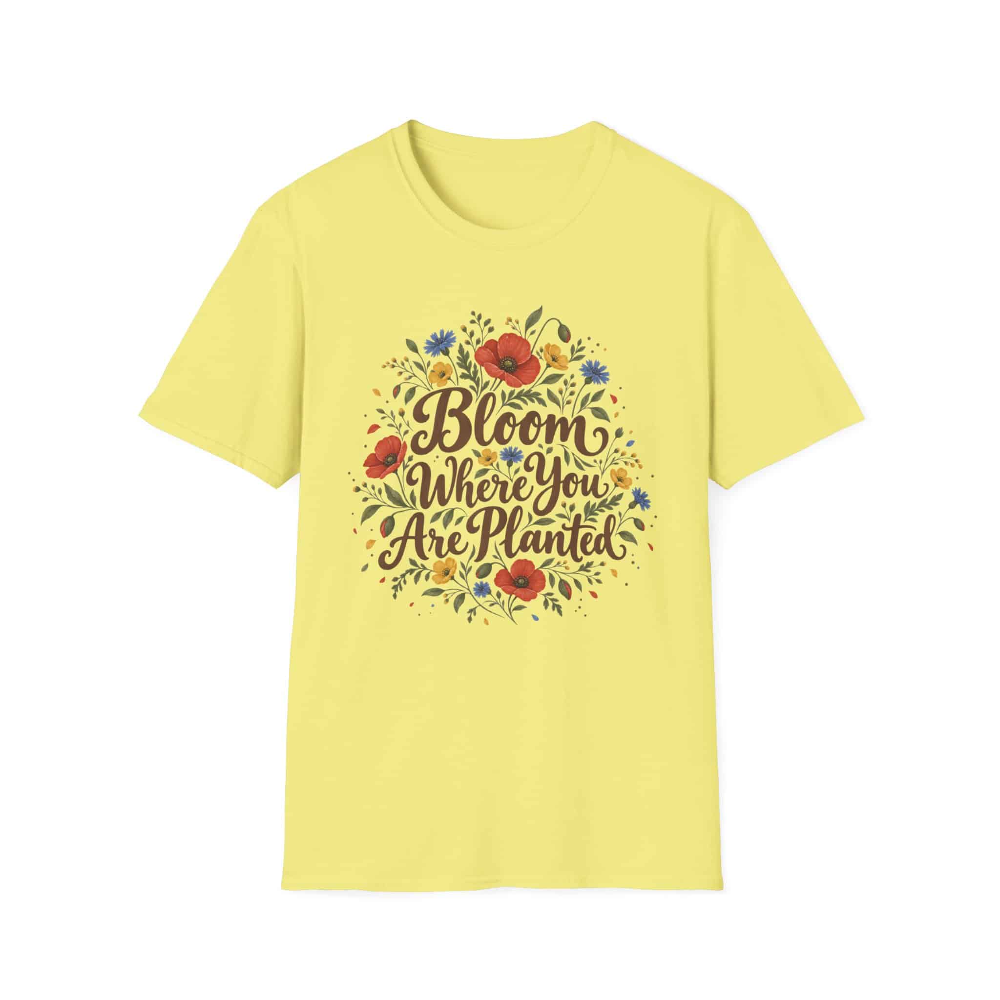Bloom Where You Are Planted Unisex Softstyle T-Shirt - Wildflower Quote Graphic Tee - Image 23