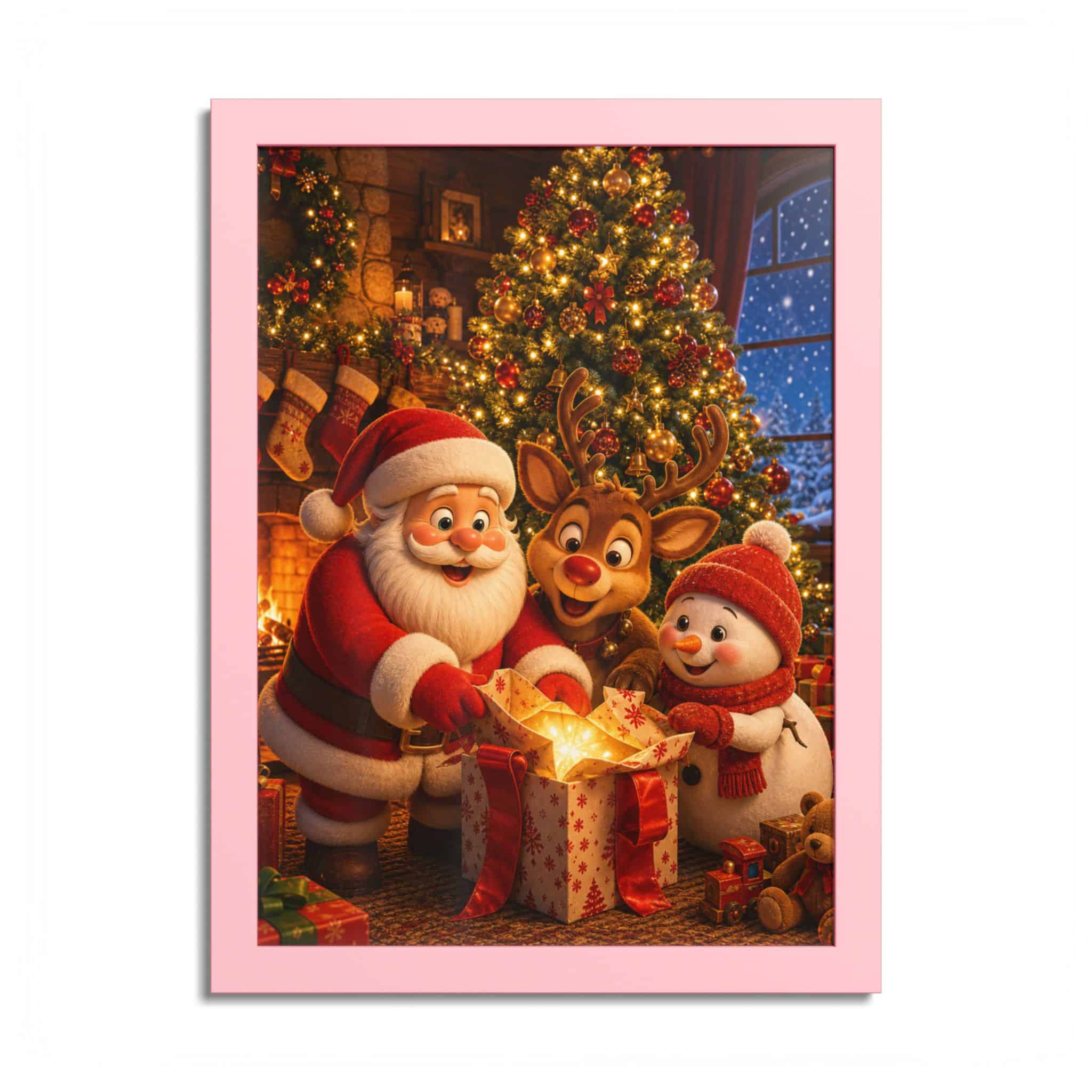 Santa Reindeer Snowman under the Tree Christmas Poster - Image 21