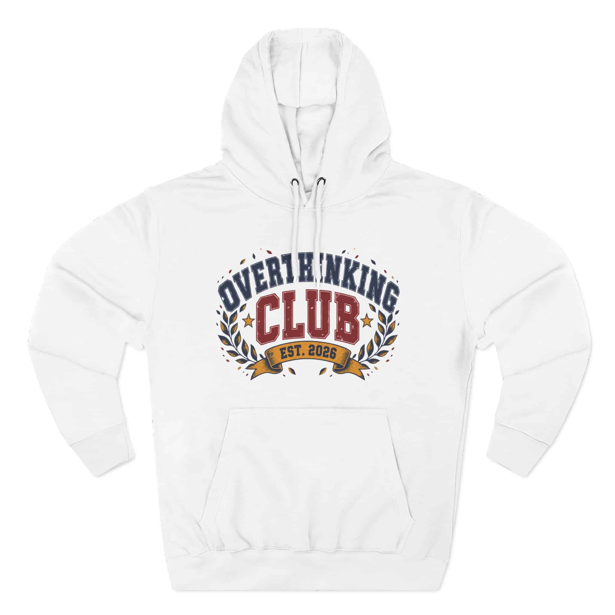Overthinking Club Hoodie - Funny Vintage Collegiate Varsity Style Humor Hoodie - Image 3