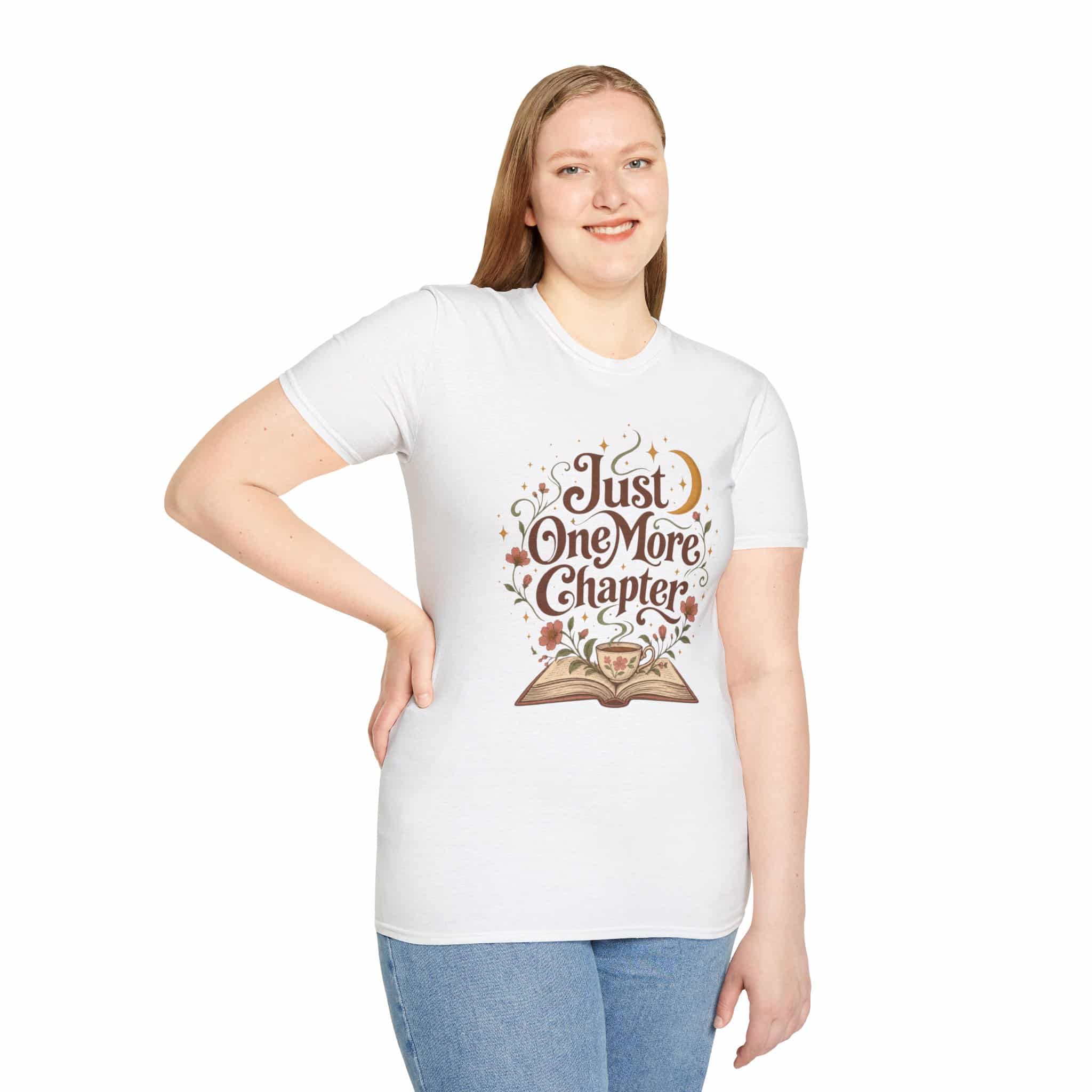 Just One More Chapter Unisex Softstyle T-Shirt - Book Lover Graphic Tee - Image 5