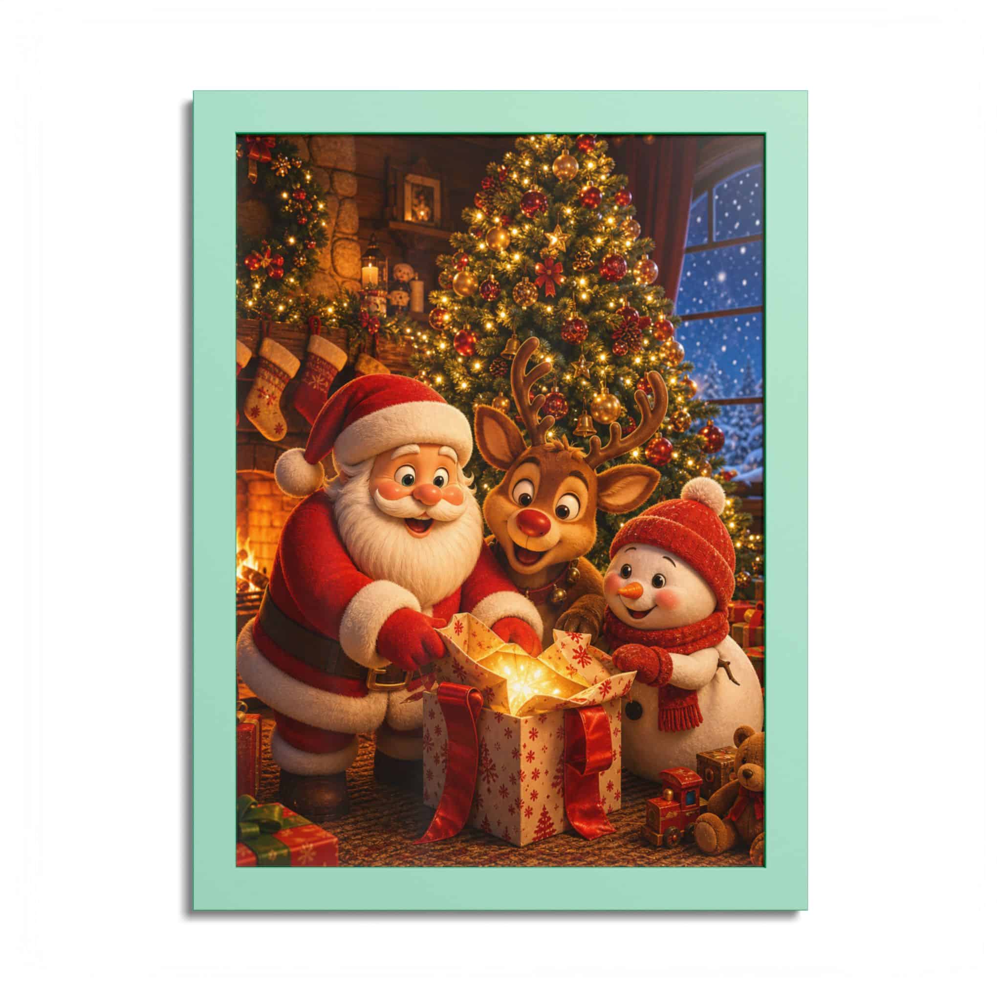 Santa Reindeer Snowman under the Tree Christmas Poster - Image 18